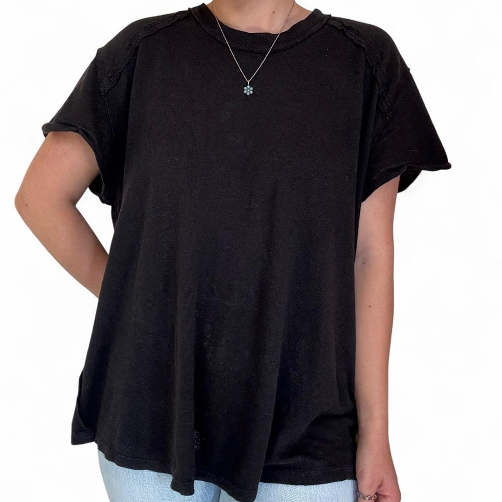 Free People Black Short Sleeve Tee